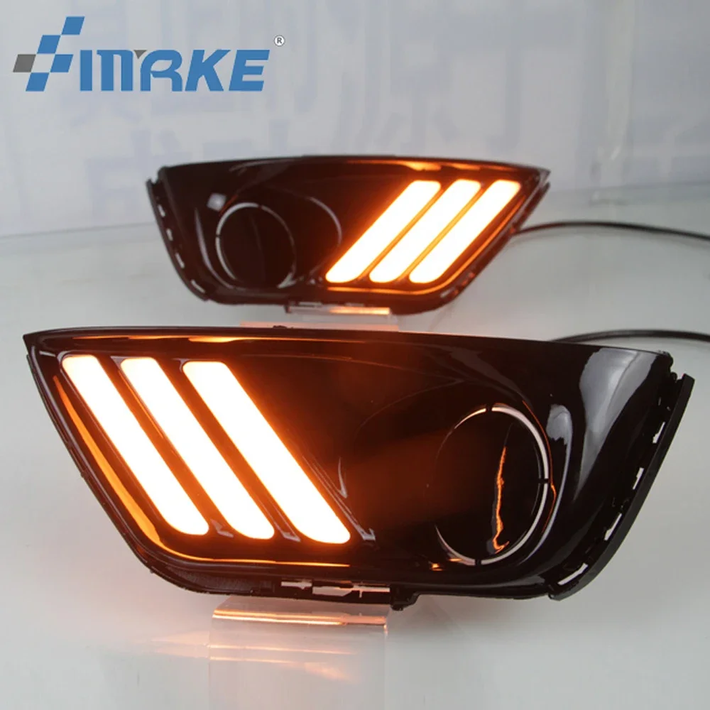 1 pair For Jeep Compass 2017 2018 2019 LED DRL Daytime Running Light Daylight yellow turn Signal lamp lights