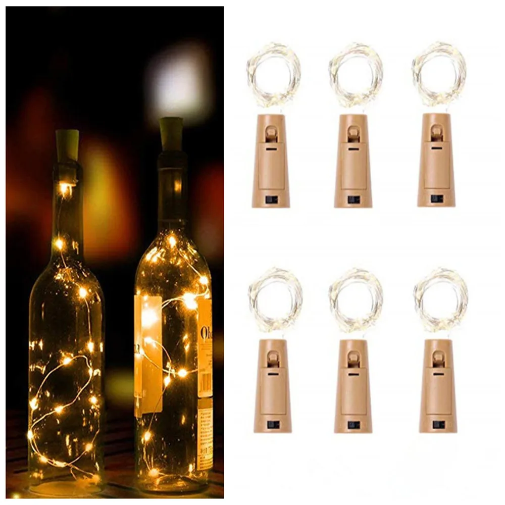 

6Pcs/Lot Bottle Lights Cork Wine 2M 20LED DIY LED Fairy Strings Strip For Garland Party Wedding Christmas Halloween Bar Decor