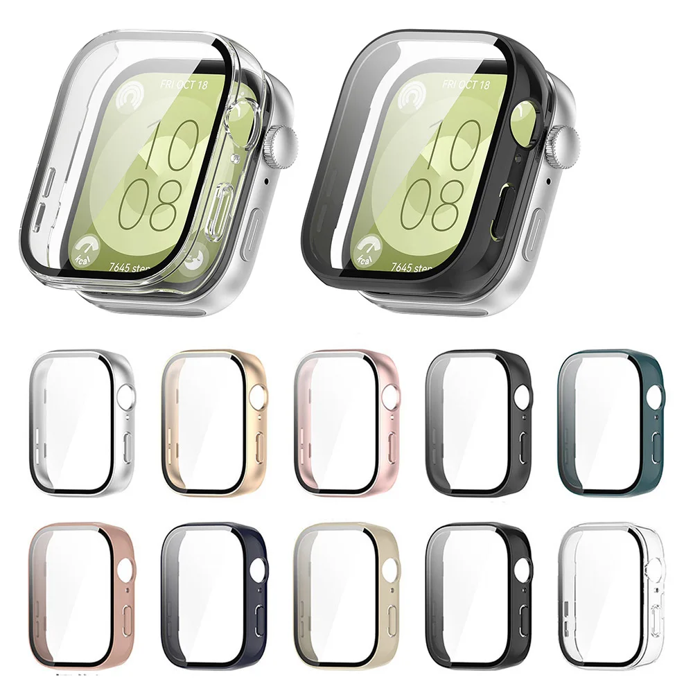 PC+Tempered Glass Case For Huawei Watch Fit 3 Fit3 Full Screen Protector Shell Cover