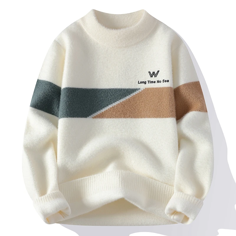

2025 Casual Men's Classic Color Blocked Brand Sweater High-quality Men's Pullover Autumn/winter Warm Knit Tops