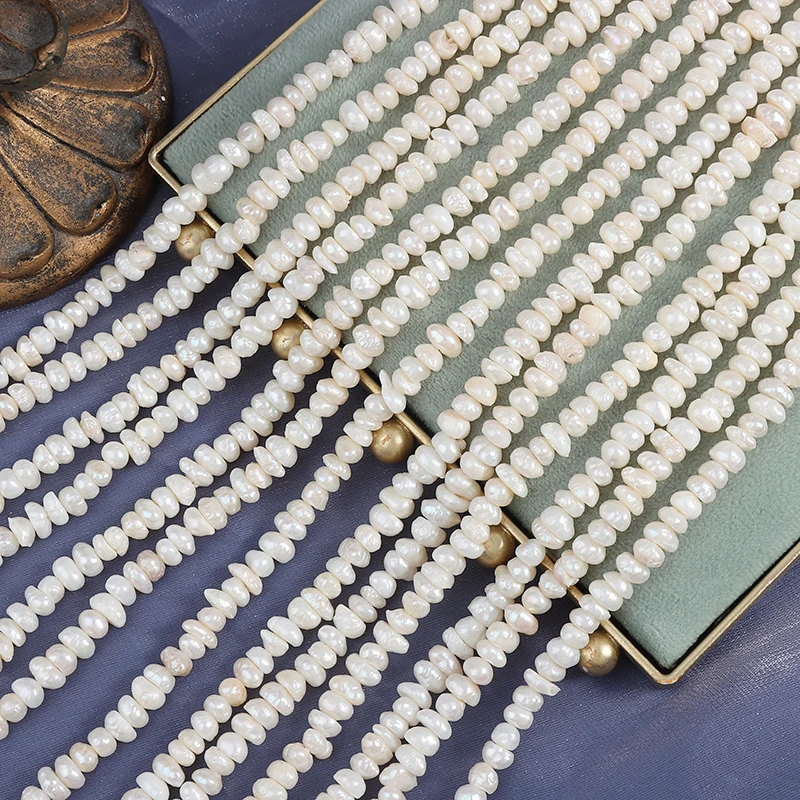 6-7mm retro wild Baroque layered-pored wrinkled natural freshwater pearls, nucleus-free, approximately 35-36cm in length.
