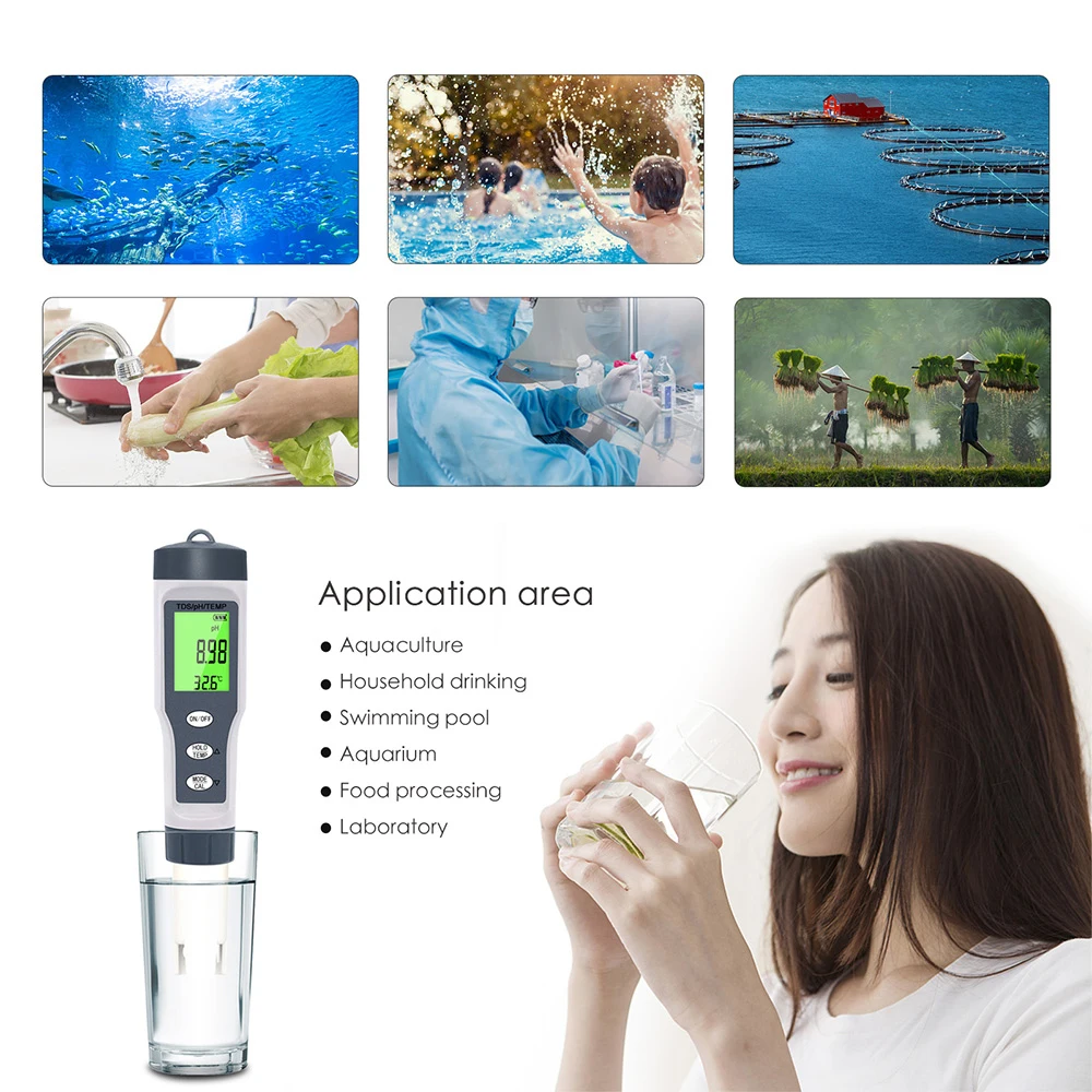 Imagem -04 - Medidor de ph em Testador de Qualidade da Água ph Tds Temperatura Lcd Digital ez 9901 Testador de Monitor para Piscinas Água Potável Aquários Novo