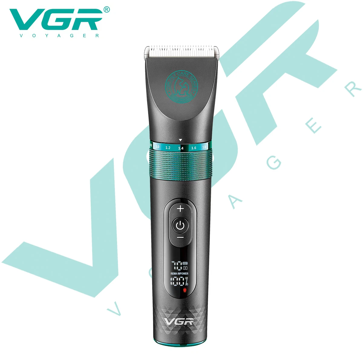 ماكينة حلاقة احترافية للكلاب VGR V-209، ماكينة تشذيب شعر الحيوانات الأليفة الكهربائية، ماكينة تشذيب شعر الحيوانات الأليفة المنزلية، التحكم في العرض الرقمي LED المعدني، دفع الحيوانات الأليفة