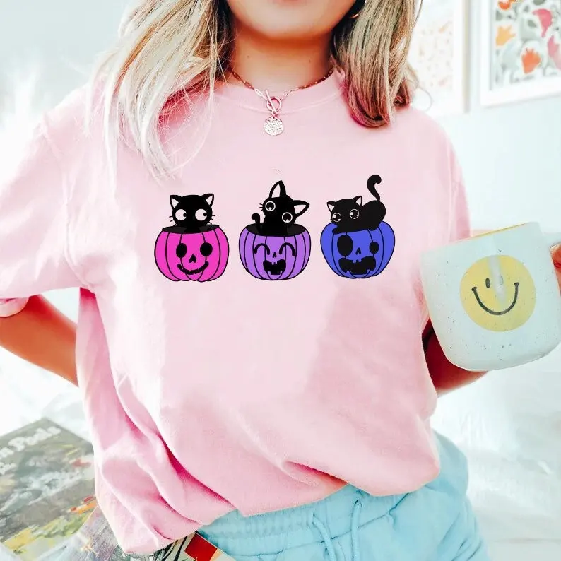 Bisexual halloween shirt pumpkin cat t subtle discreet bi pride funny