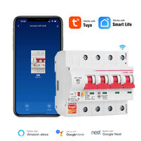 Tuya Smart Life 63A 4P WiFi Smart Circuit Breaker Power Monitoring Switch Remote Control Automatic MCB 16A-125A Smart Switch