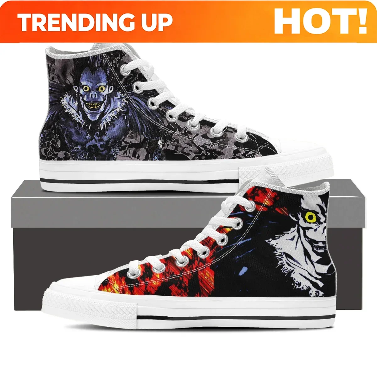 New Death Note Sneaker Fashion Style Durable High Top Shoes For Male Custom Casual Anti-slip Round Toe Lace Up Кроссовки Мужские