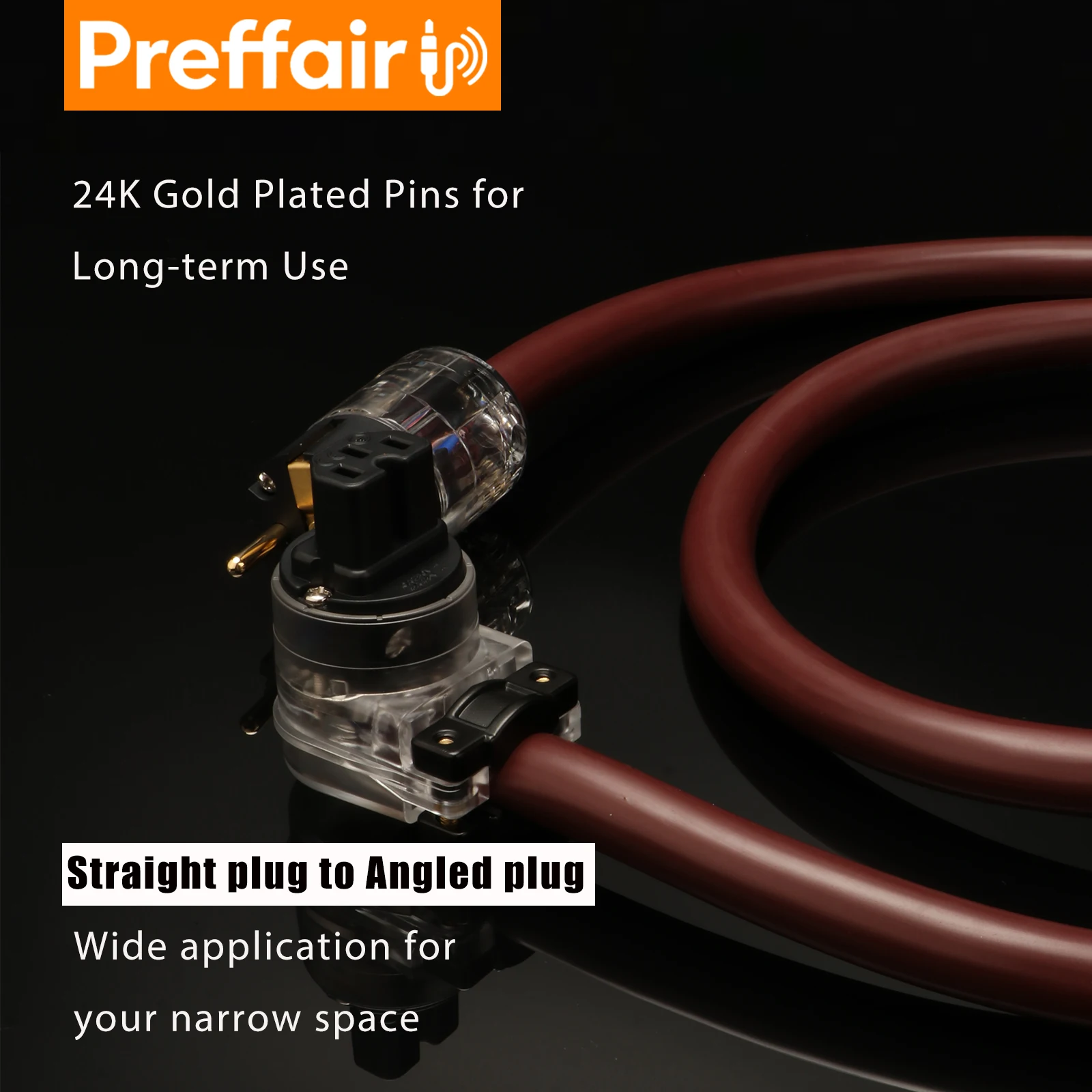 Preffair HIFI Power Cord 90 Degree Right Angle EU/US/AU Power Plug IEC Female Power Connector UK/AU/US Schuko Power Cable