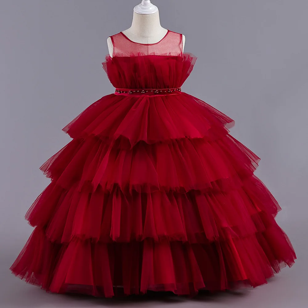 

Fashion White Bridesmaid Party Girls Dresses Elegant Cake Tulle Wedding Birthday Prom Princess Dress Gala Wedding Evening Gown