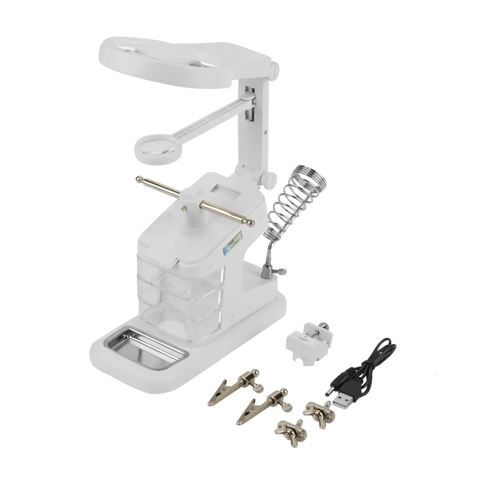 

USB Electric Soldering Iron Workstation with 3X 4.5X 25X Loupe LED Lights and Board Clips for Precision Soldering