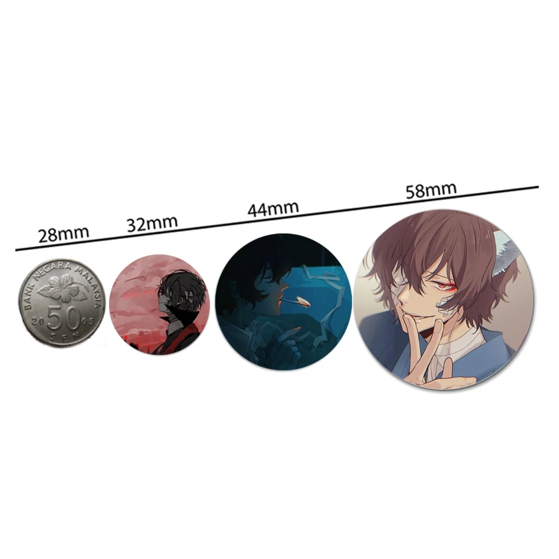 Hot Anime Character Osamu Dazai Cute Cartoon Badge Handmade Tinplate Brooches Round Display Brooches Jewelry Gift Accessory image 5