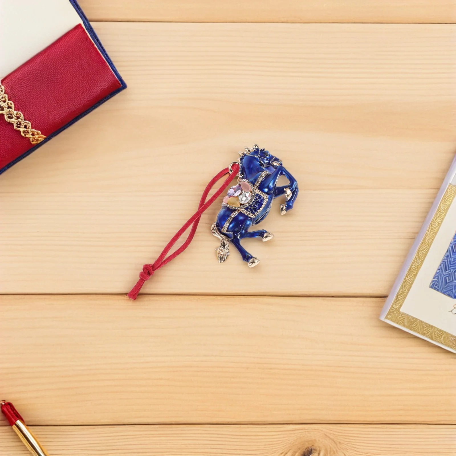 

Car Mirror Horse Pendant Rhinestone Chinese Zodiac 2026 New Year Hanging Decoration Lucky Car Interior Ornament