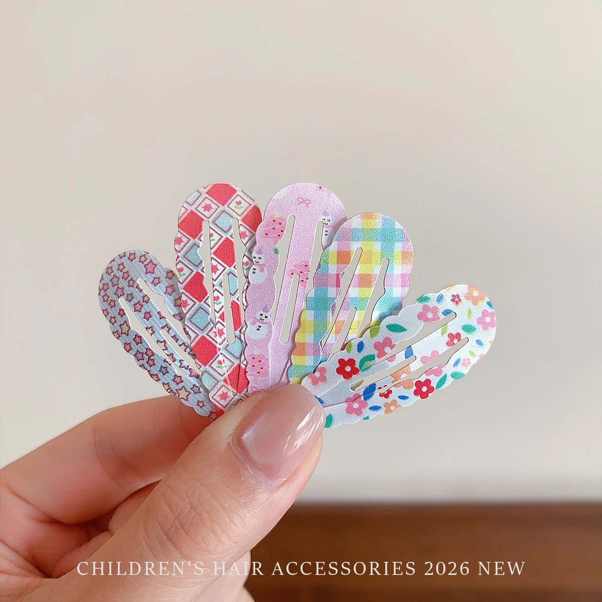 10Pcs/Set Cute Floral Fruit Plaid Snap Hair Clips for Toddler Girls No Hurt Hair Wavy Edge Barrettes Baby Kids Bangs Hair Acce view 2