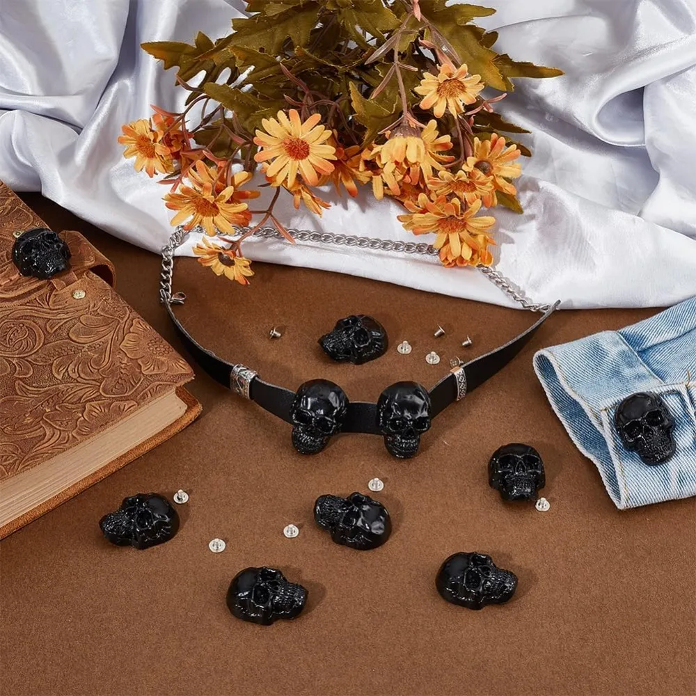 12 قطعة مسمار الجمجمة لتقوم بها بنفسك برشام Conchos الجلود الزخرفية مشبك المسمار الخلفي مشبك لتقوم بها بنفسك برشام Conchos للحرف اليدوية #4