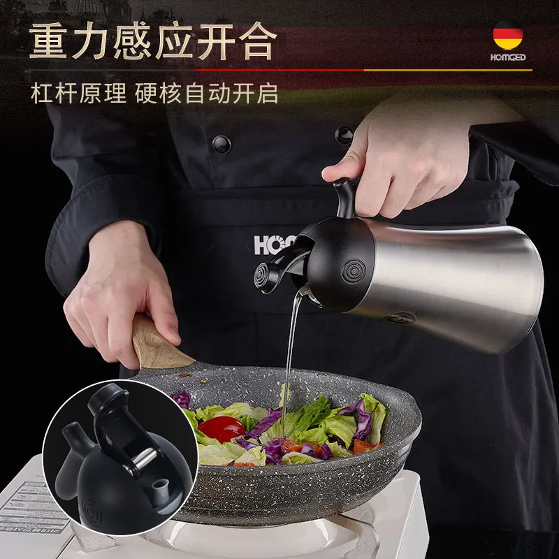 316 Stainless Steel Oil Pot With Oil Bottle For Kitchen Use Automatic Opening And Closing Oil Tank Without Hanging Oil