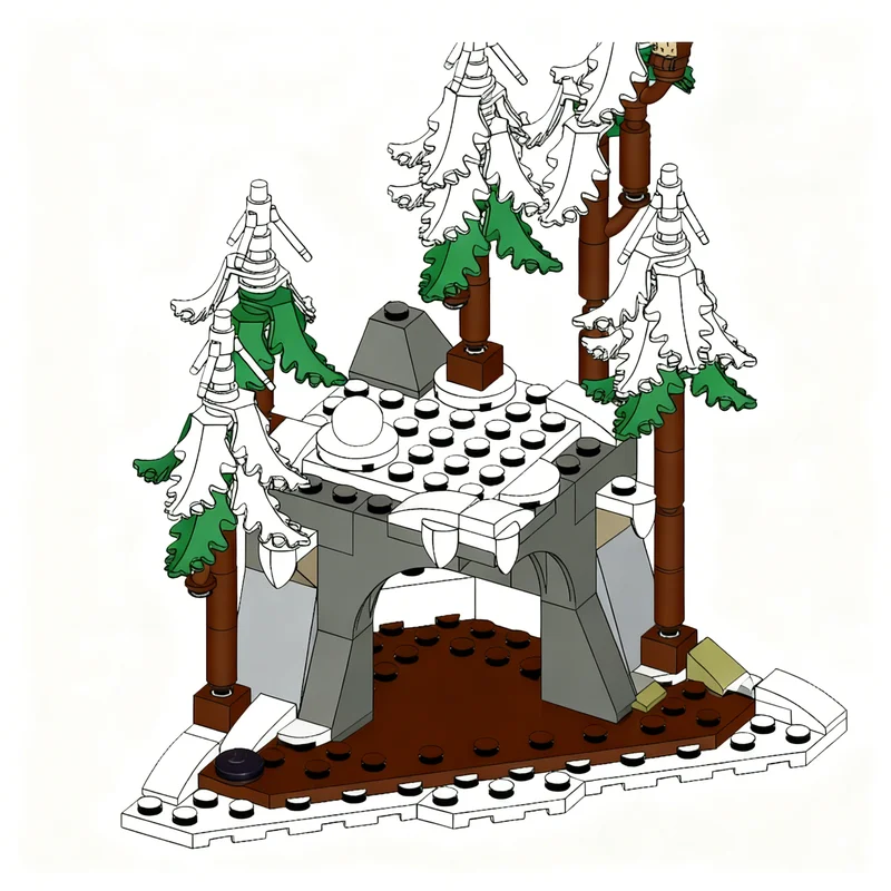 137 Pezzi MOC Villaggio Invernale Piccola Montagna Modello Stagionale Natalizio Blocchi da Costruzione Architettura Giocattoli Regali di Natale Educativi