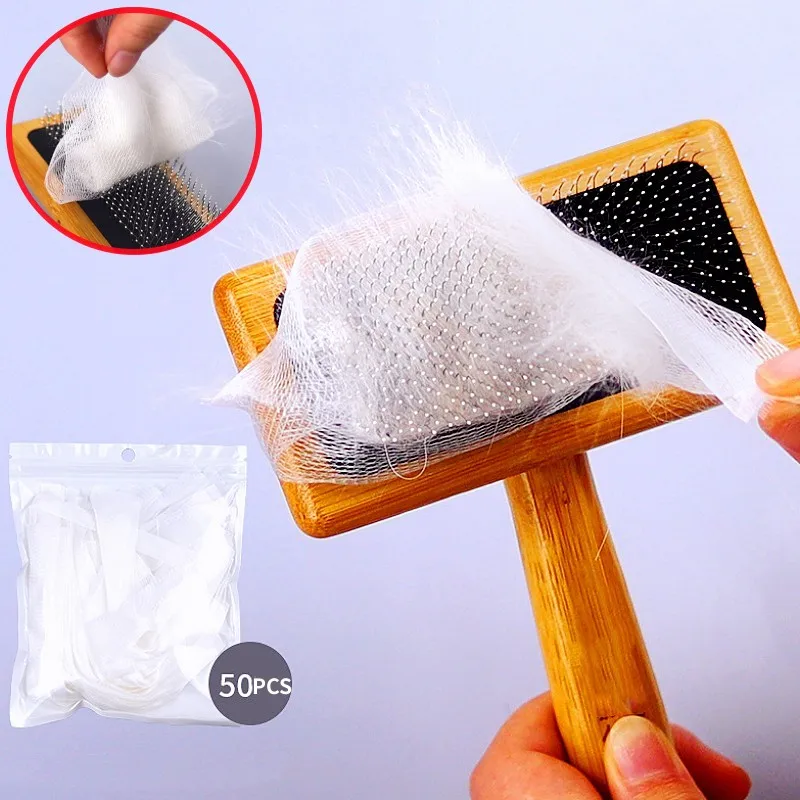 Dog Comb Net Bag Pet Hair Remover Mesh 50PCS Dog Brush Comb Net Bags for Hair Removal Portable Mesh Bag 50pcs Pet Wool Collector