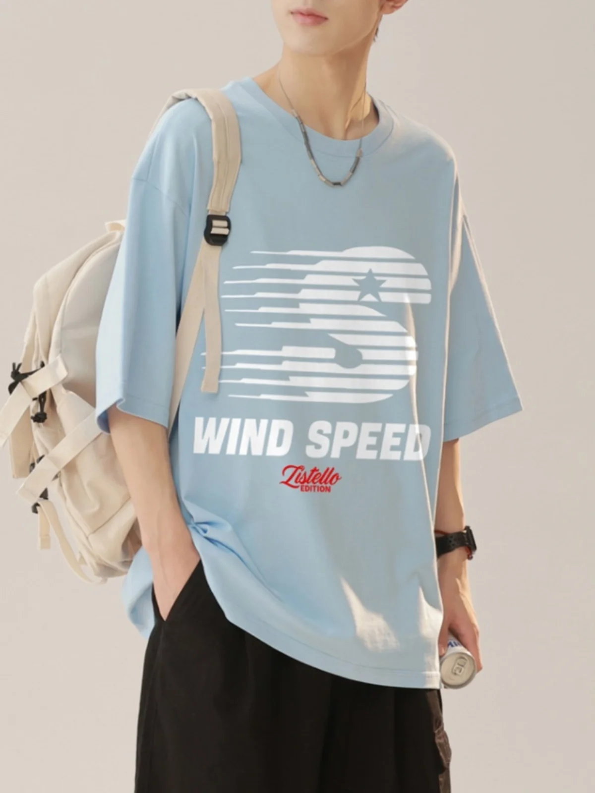 

Loose Fit ort Sve Men's T-irt Small Collar Summer Faion Brand American Retro Versatile Casual round Ne Top