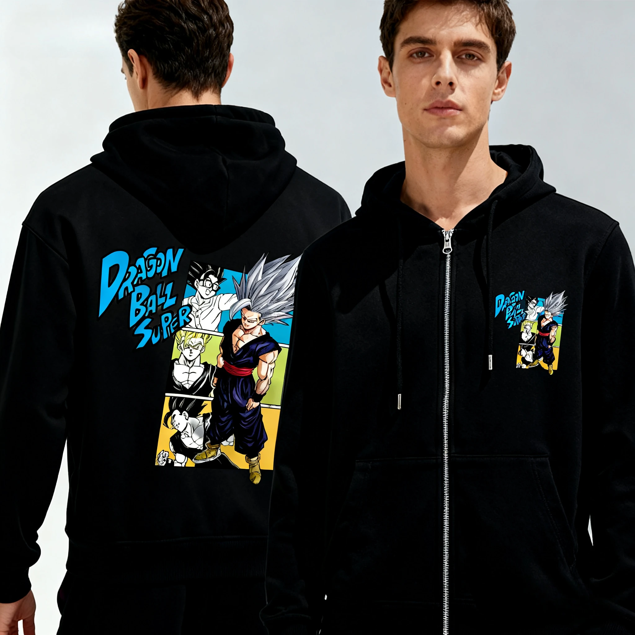 

Унисекс Bandai Dragon Ball Толстовка с капюшоном на молнии и карманами Свободная посадка Ветрозащитная теплая куртка для повседневной одежды Альпинизм Кемпинг
