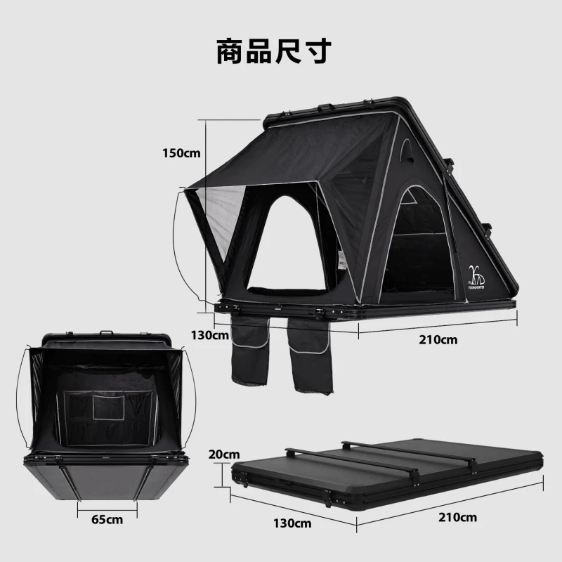 

Aluminum Alloy Triangular Hard Top Roof Tent No Assembly Required Quick Open Outdoor Camping