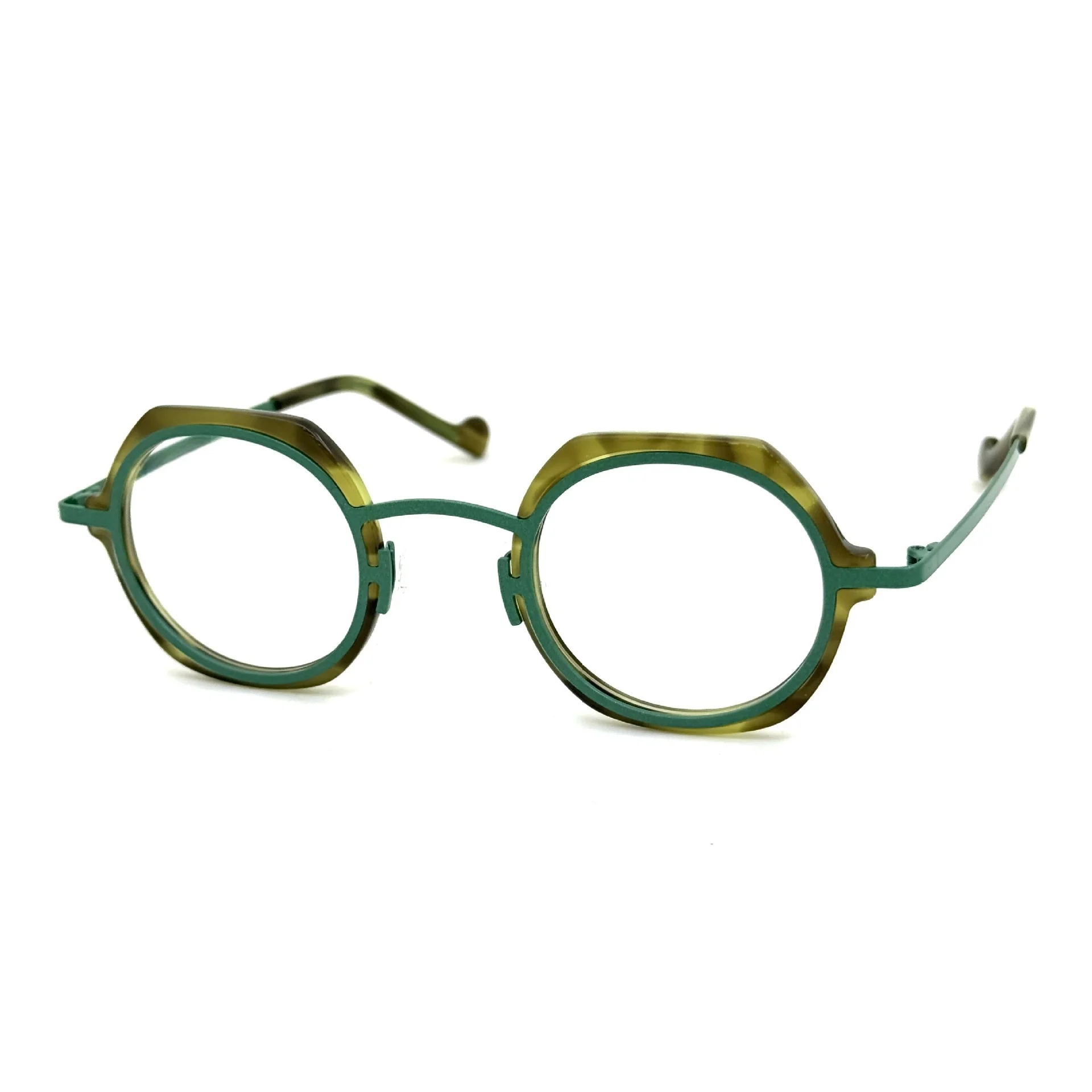 Belight Optical France Design Acetate with Metal  Combine Color Irregular Shape Spectacle Frame Men Women Eyeglasses M11