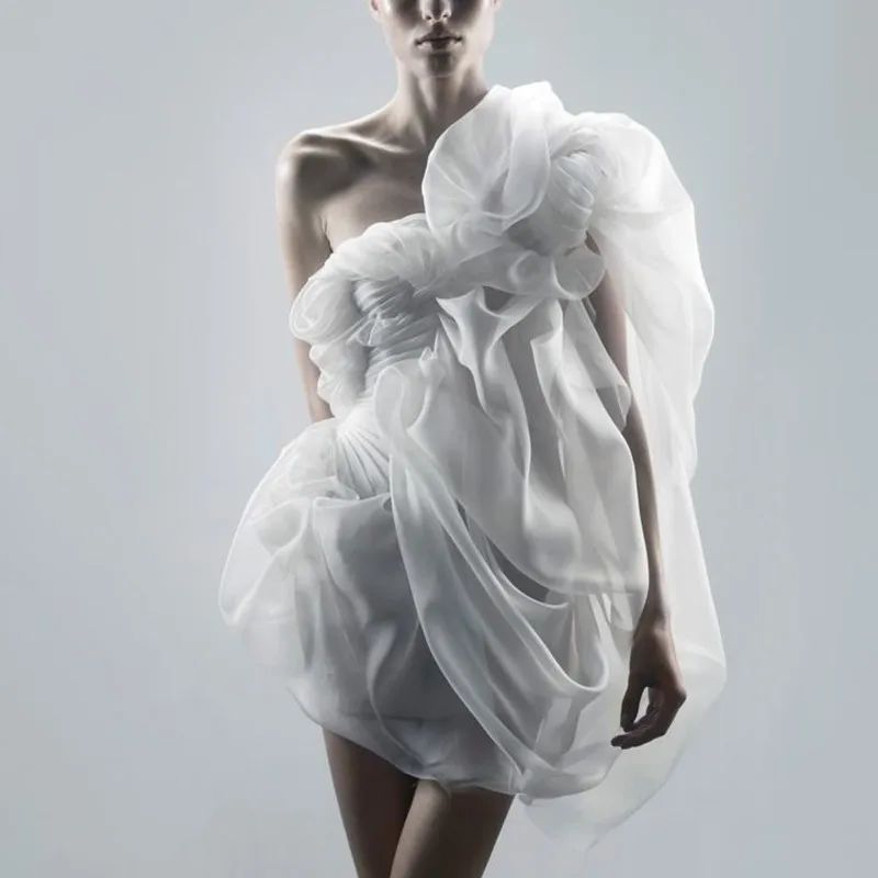 Organza decorada a mano para gasa bordada transparente suave, ropa de moda, vestidos de novia y vestidos de noche