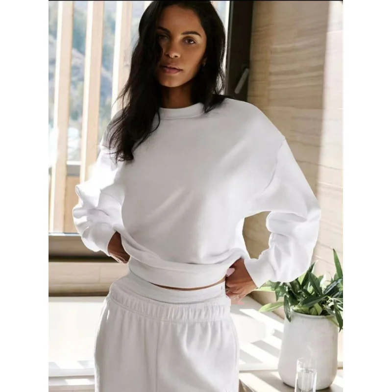 Unisex Oversized Crewneck Sweatshirt Classic Solid Color Loose Fit Long Sleeve Pullover Hip Hop Streetwear Urban Style