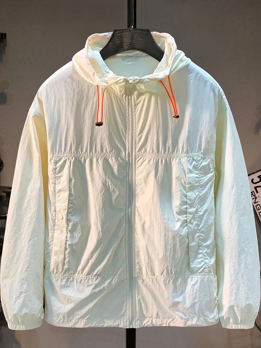 

Ультратонкая быстросохнущая одежда с защитой от УФ-излучения для мужчин: летняя, свободная, универсальная, для активного отдыха, модная, с капюшоном, из охлаждающего шелка, защита от ультрафиолета