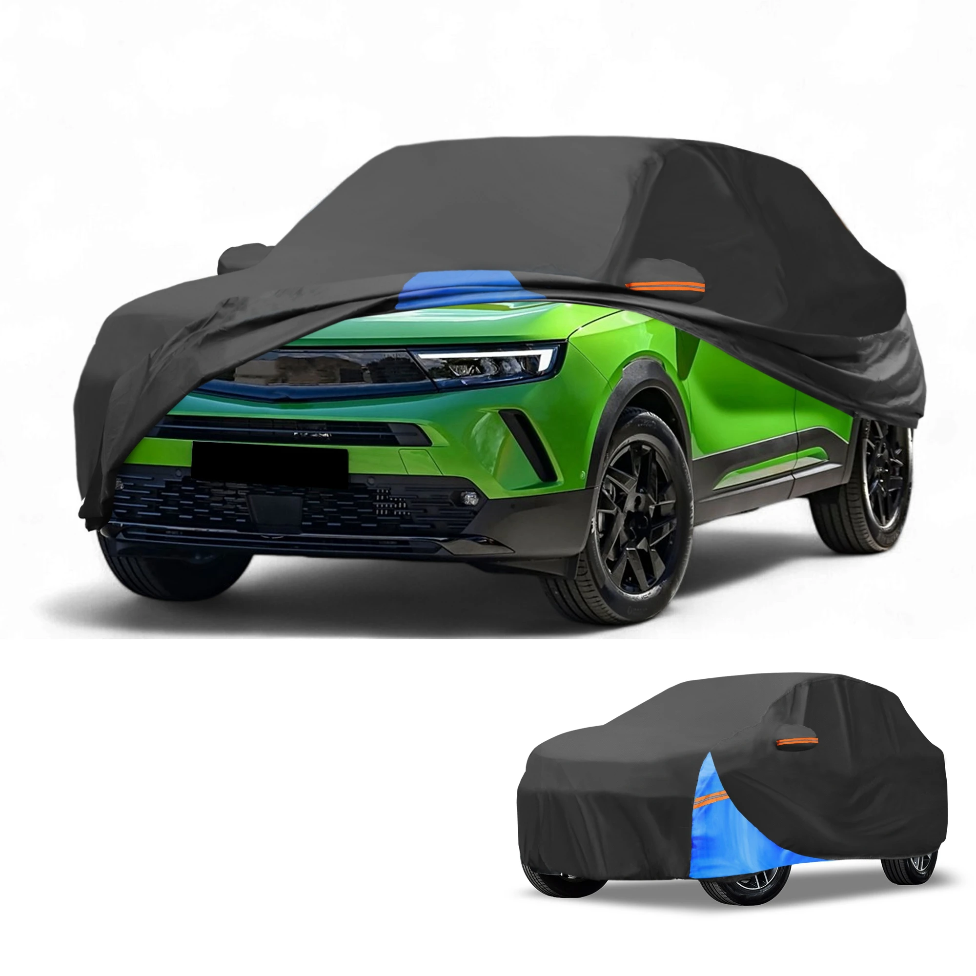 Motoforti Car Cover Waterproof All Weather for Vauxhall Mokka Black Blue 210D-PU