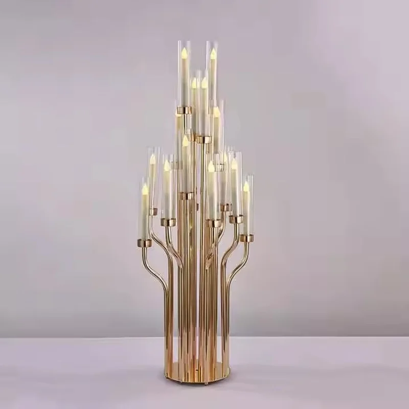 16-Arm Round Large Metal Candelabra Luxurious Wedding Decoration Romantic Ceremonial Atmosphere Prop Metal Lighting Fixture