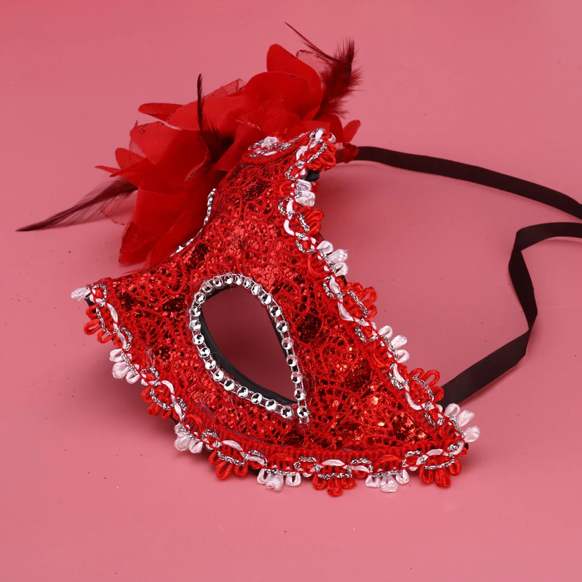 

6Pcs Venetian Lace Face Masks Mixed Color Lily Flower Crystal Rhinestones Elegant Masquerade Ball Halloween Costume Party Masks