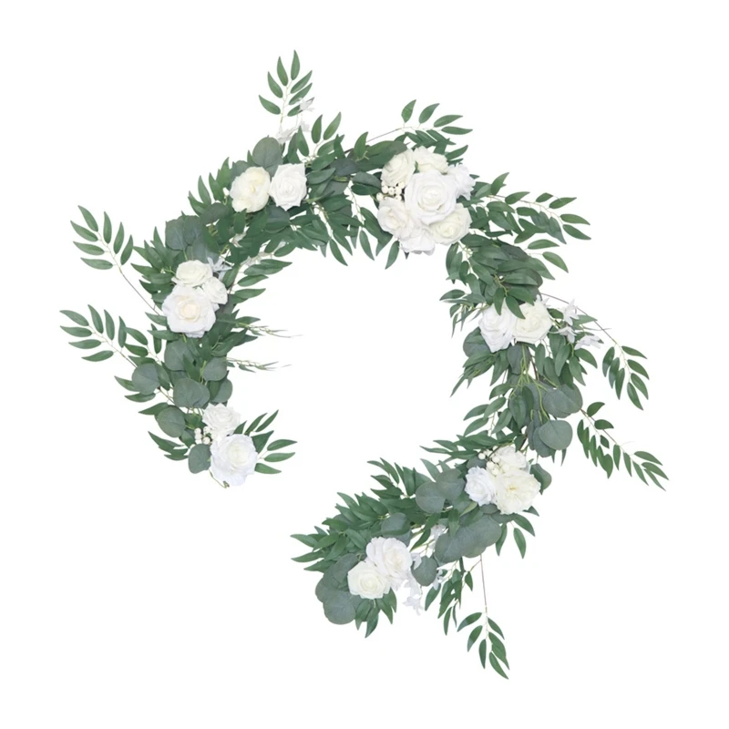 

Fake Rattan Vine Wreath Simulation Hanging White Green Color for Home Wedding Party Table Front Door Decoration Gift