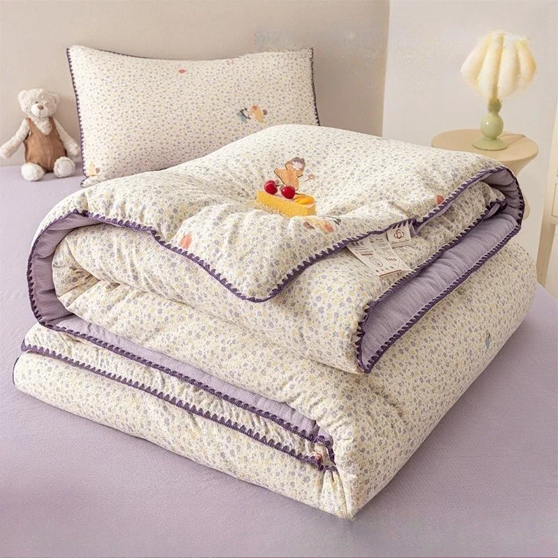Double Layered Yarn Print Duvet Padded Cottoncomfortable Soft Sleeping Student Dormitories Single Person Thicken Warm Quilt Core