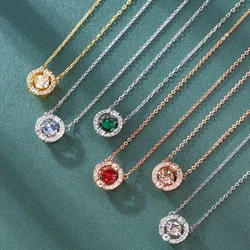 Beating Heart Geometric Round Zircon Pendant Necklace for Women New Exquisite Gold Color Stainless Steel Crystal Chokers Jewelry