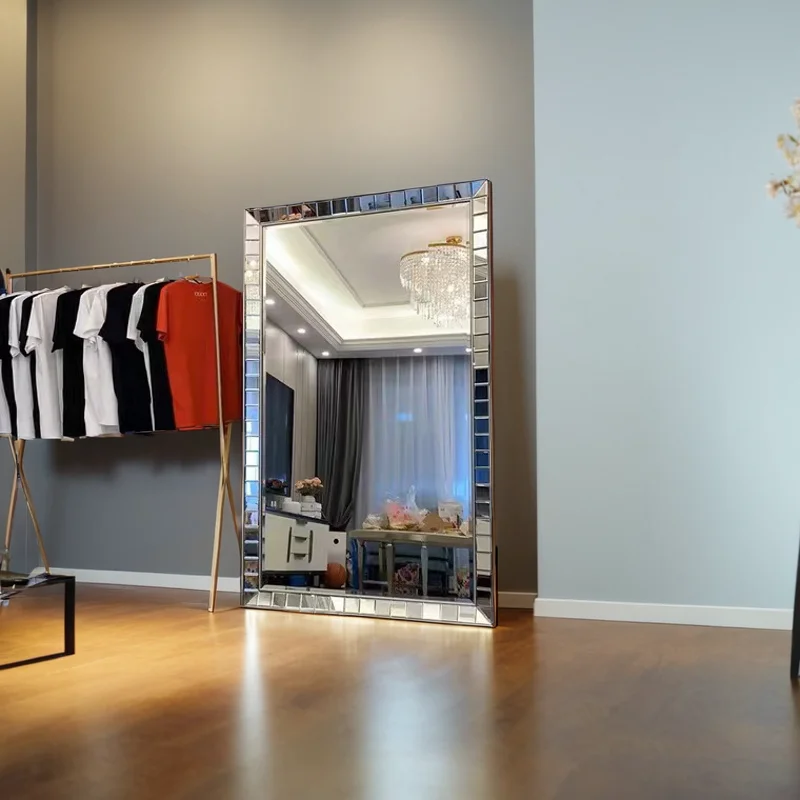 Luxury Floor Mirror Standing Modern Moving Full Body Long Bedroom Funky Hanging Mirror Bathroom Espelhos Living Room Decorations
