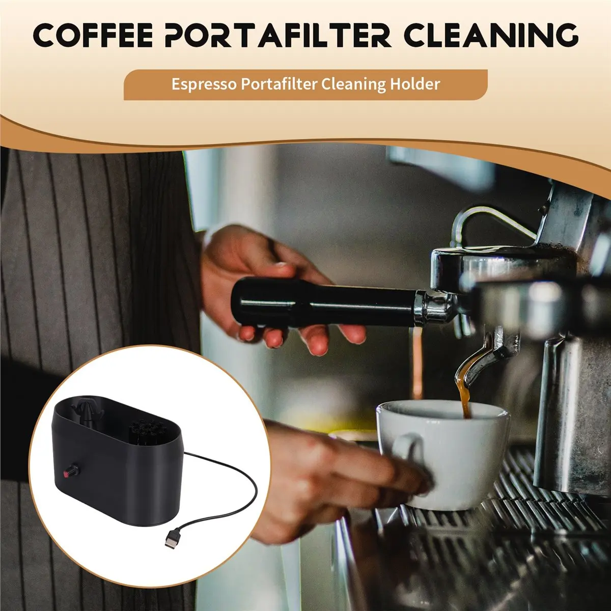 ABSF Coffee Portafilter Cleaning Kit,Espresso Portafilter Cleaning Holder , Scrubs Coffee Grounds, Oils, Stubborn Stains