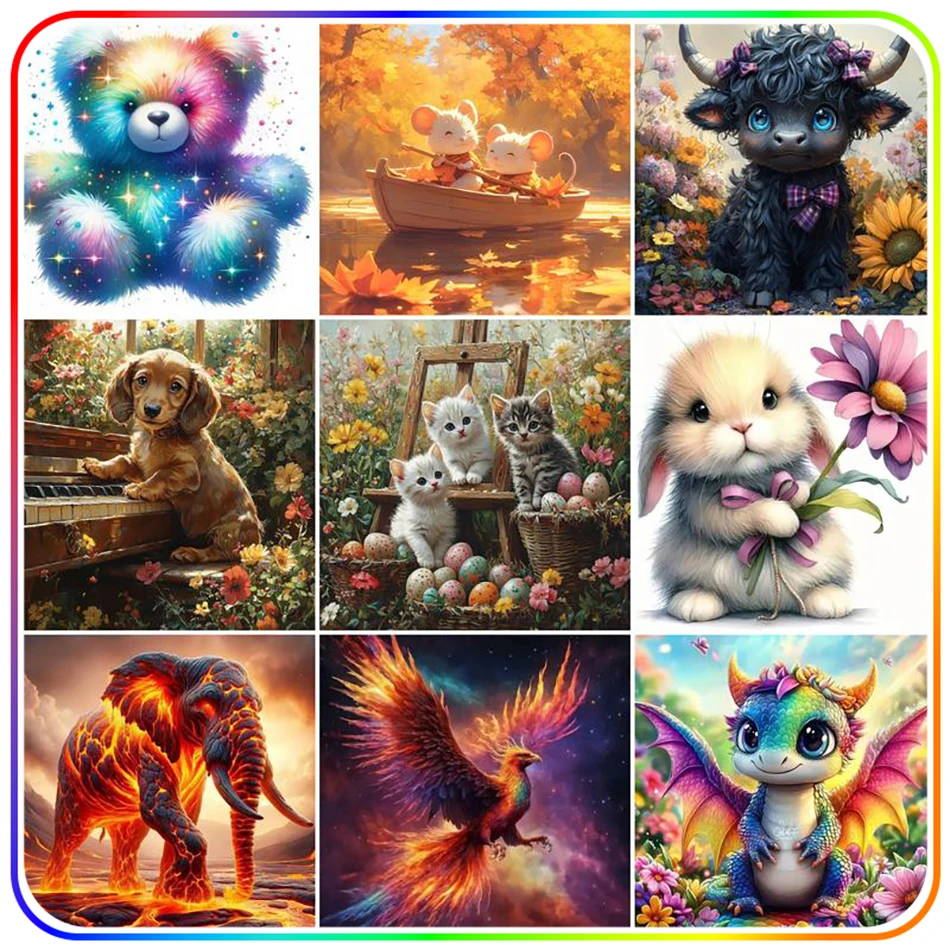 

SDOYUNO Stitch Diamond Painting Full Square Round Drill Animals Diamond Art Accessories Diamond Mosaic Crystal Wall Decororation