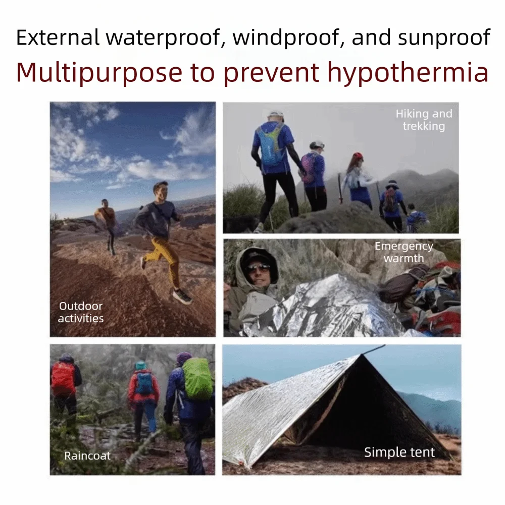 Lifesaving Windproof Thermal Blanket Portable PET Foil Foil Blanket Lightweight All Weather Emergency Blanket Hiking