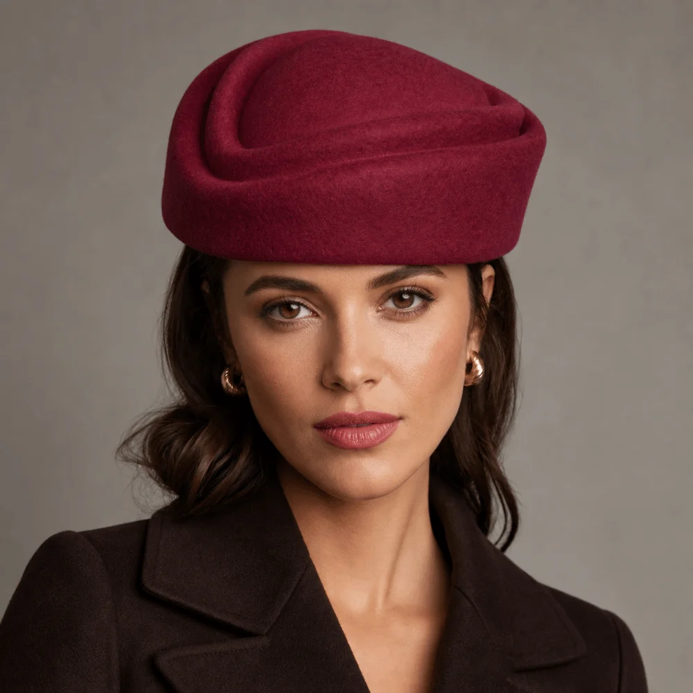Fashion Wool Felt Women Beret Hats with Slot Spring Summer Stewardess Boat Hat Black Red Blue Service Cap Uniform Hat