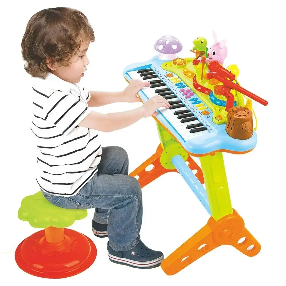 Musical Kids Electronic Keyboard - 37 Keys Piano with Microphone, Stool, and Musical Toy Instrument