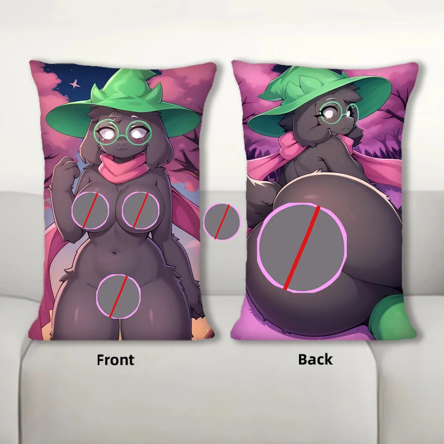 

Dakimakura аниме Ralsei с черным мехом, диванная подушка, наволочка для тела, двухсторонняя постельное белье с принтом, наволочка