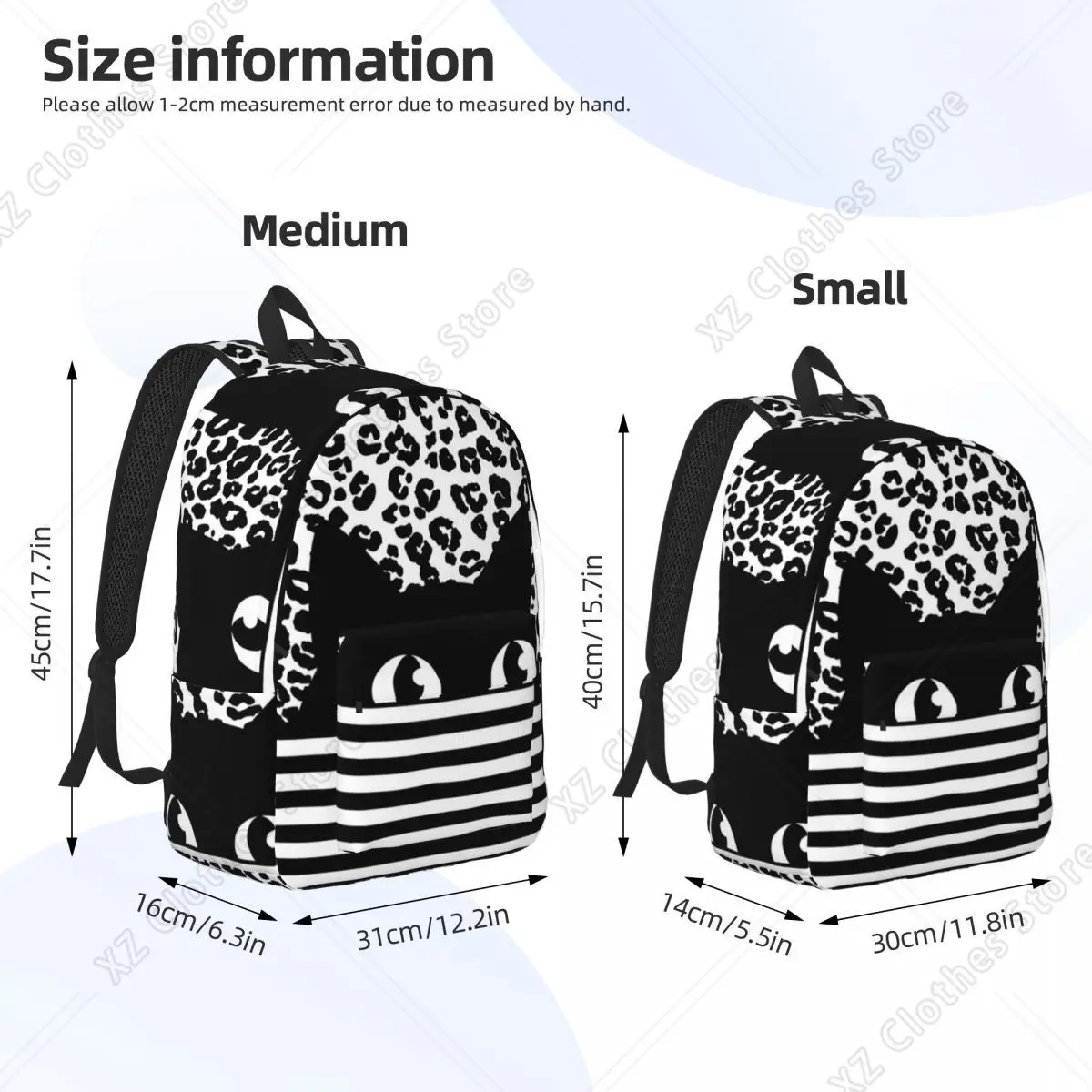 Funny Black Cat Strips Backpack Daypack Large Capacity Kids BookBag School Bag Shoulder Bags for Boys Girls