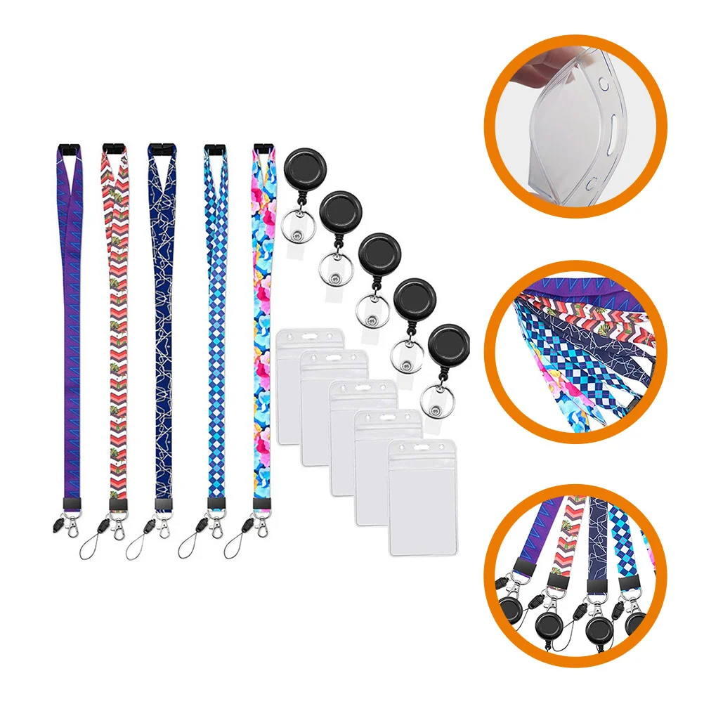 

5Sets Cartoon Lanyard Card Holder Clear Protective Sleeve Anti-Scratch Transparent Game Card Covers Cards Storage Sleeve Id