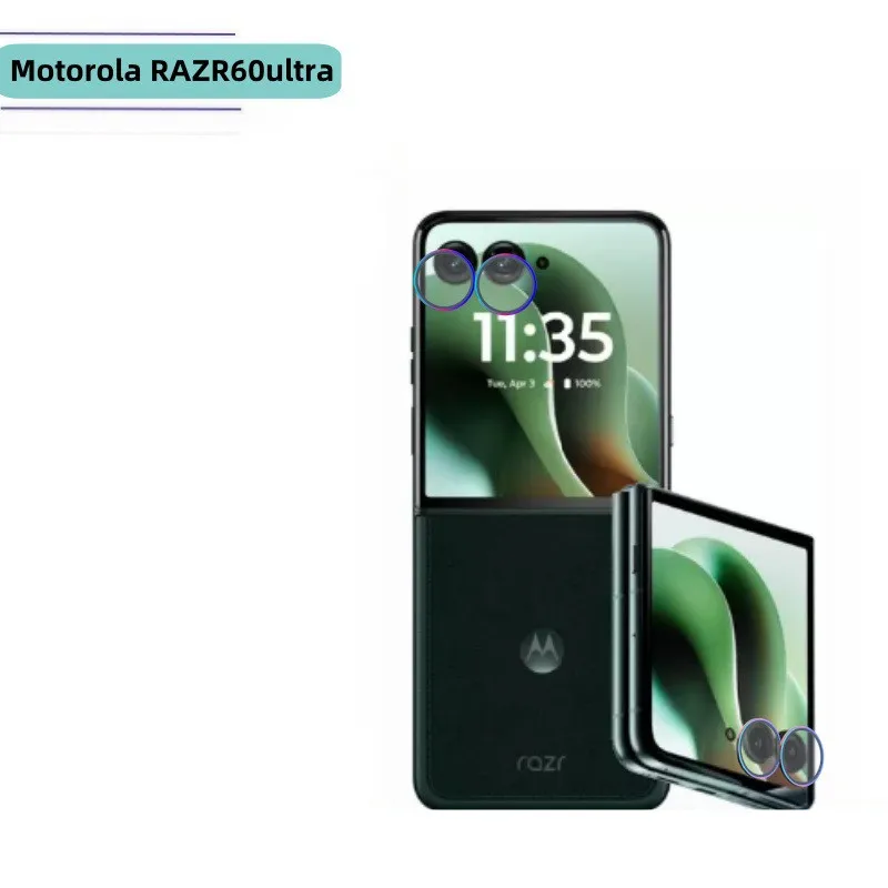 Kit für die Rückkamera: 9H Glas-Schutzfolie für Motorola Moto Razr 60 70 Ultra RAZR 2026 2025, Metall-Objektivrahmenring, Kamera-Schutzfolie – Detail 3