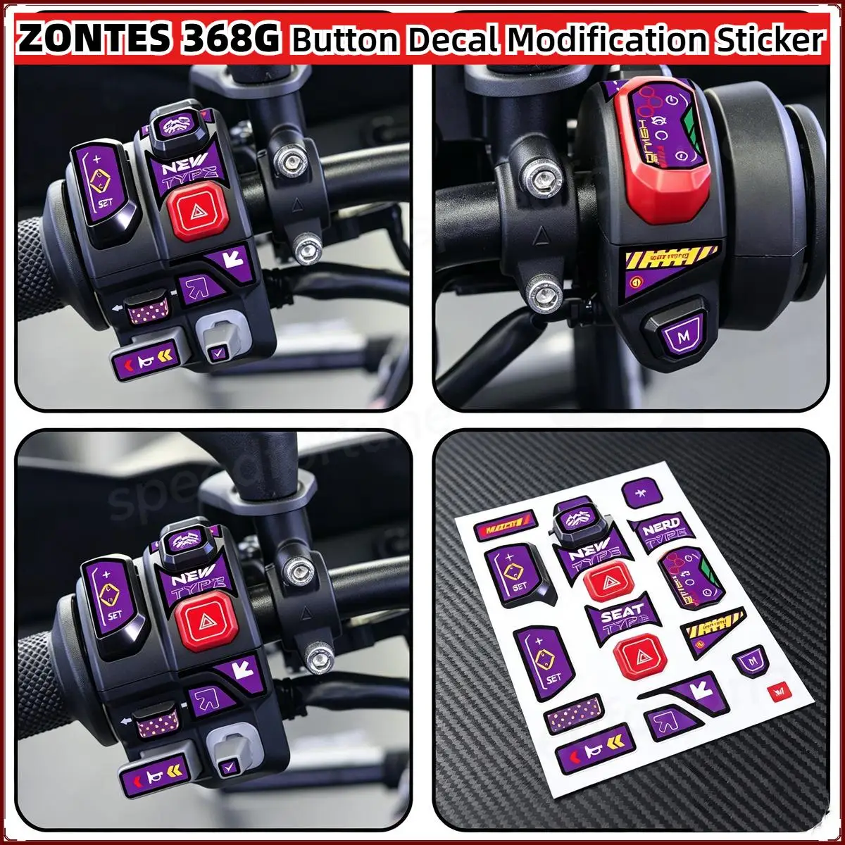 ZONTES 368G Handlebar Button Decals Waterproof Switch Panel Sticker Motorcycle Modification Accessories Easy Install Peel &Stick