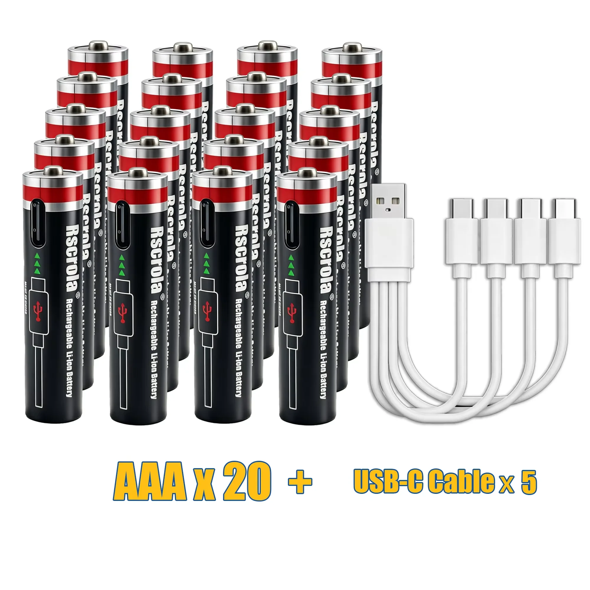AAA 1.5V 8000mAh Lithium Batteries USB Rechargeable AAA Battery  with 4-in-1 USB Cable for Toys Camera Flashlight