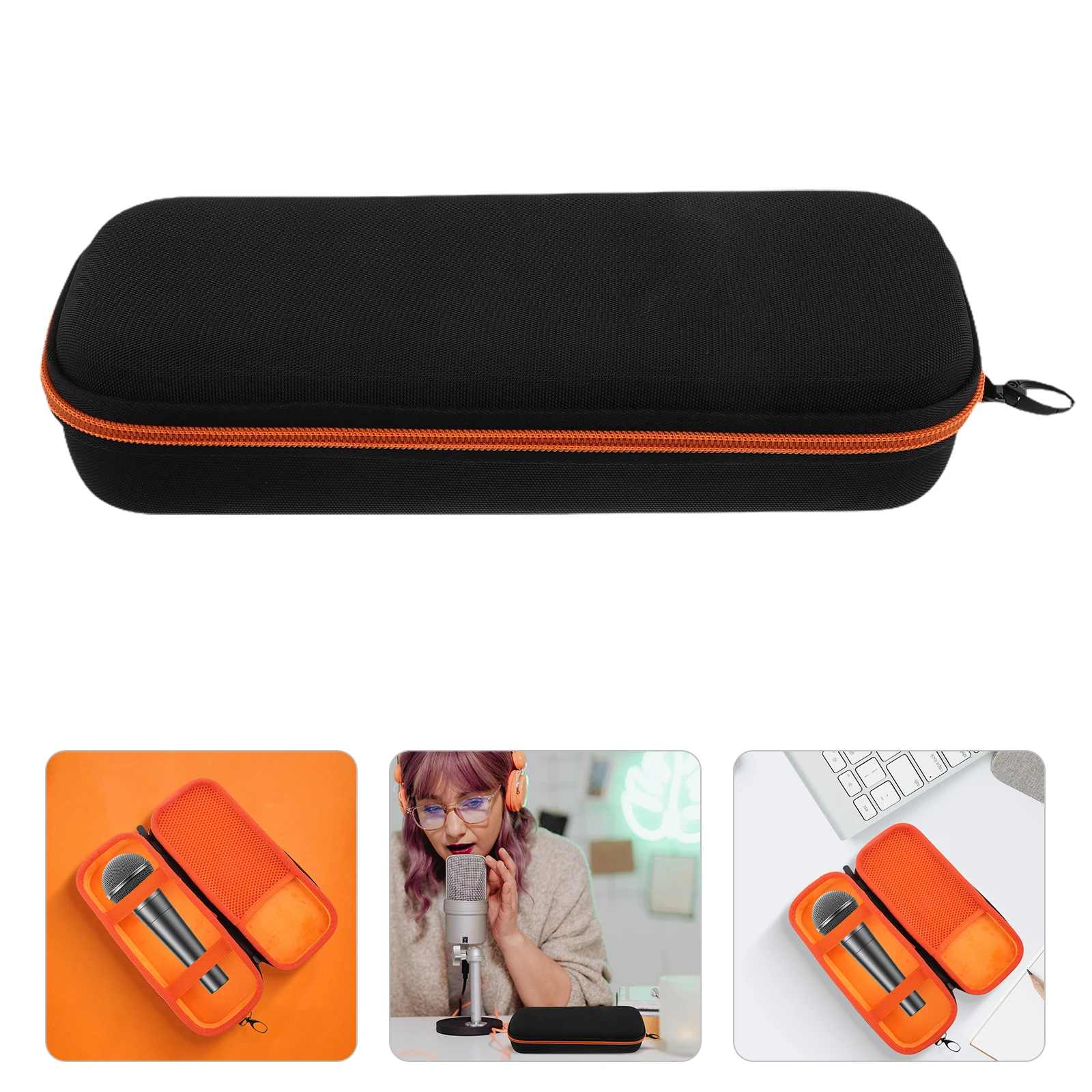 

Double Microphone Storage Case Portable Mic Carry Bag Travel Dual Cordless Mic Organizer Protective Breathable Microphone Case