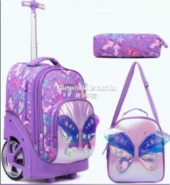 18 inch Wheeled backpack bag Trolley backpack bags for teenagers girls School backpack On wheels Children luggage Rolling Bags