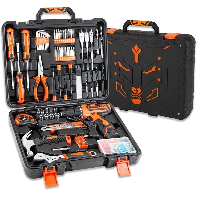 Power Tool Combo Kits with 12V Cordless Drill, Professional Household Home Tool Kit Set, DIY Hand Tool Kits for Garden