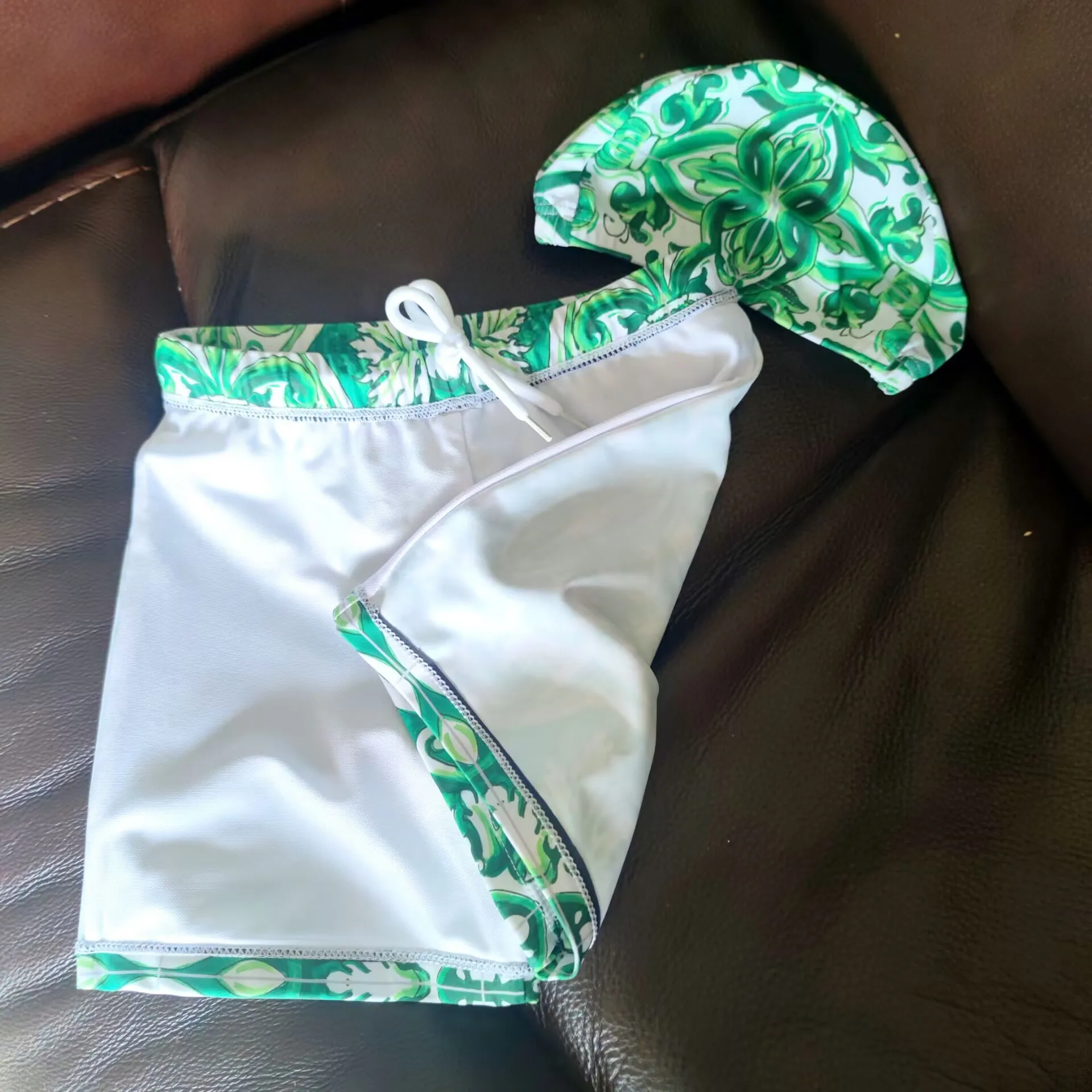 Green Floral Kids Swim Trunks 12 Children’s floral swimwear