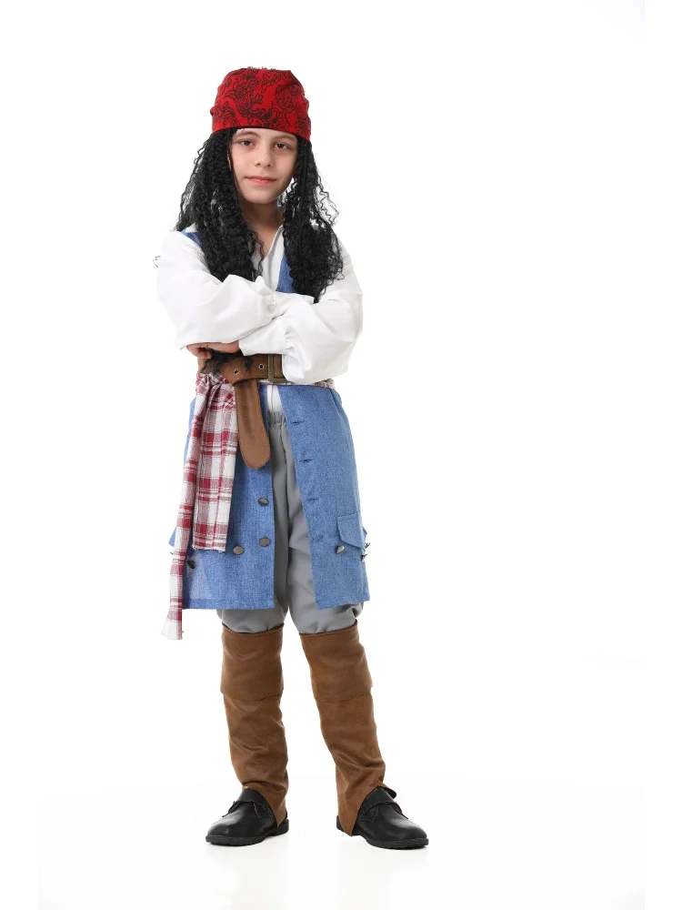 Unisex Retro Piraten-Cosplay-Outfit Blaue Weste Halloween Karneval Familien-Paar Kostüm Bühnenkostüm 2026 – Detail 31